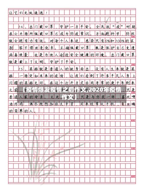 【疫情爆发疫情之后作文,2020年疫情作文】