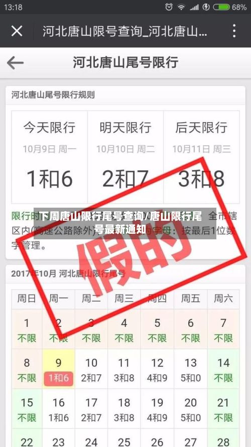 下周唐山限行尾号查询/唐山限行尾号最新通知-第2张图片