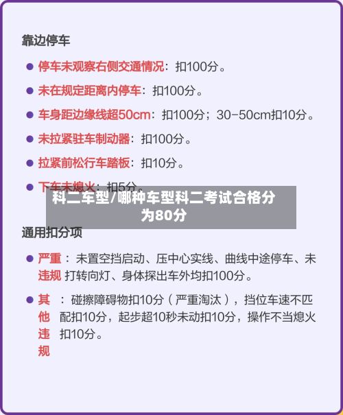 科二车型/哪种车型科二考试合格分为80分